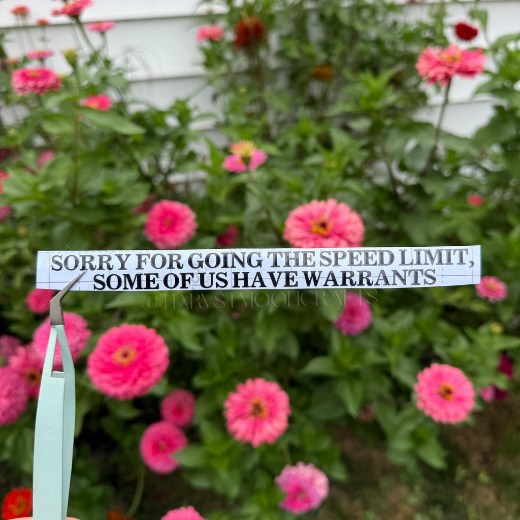 Sorry For Going The Speed Limit Some Of Us Have Warrants Vinyl Car Decal