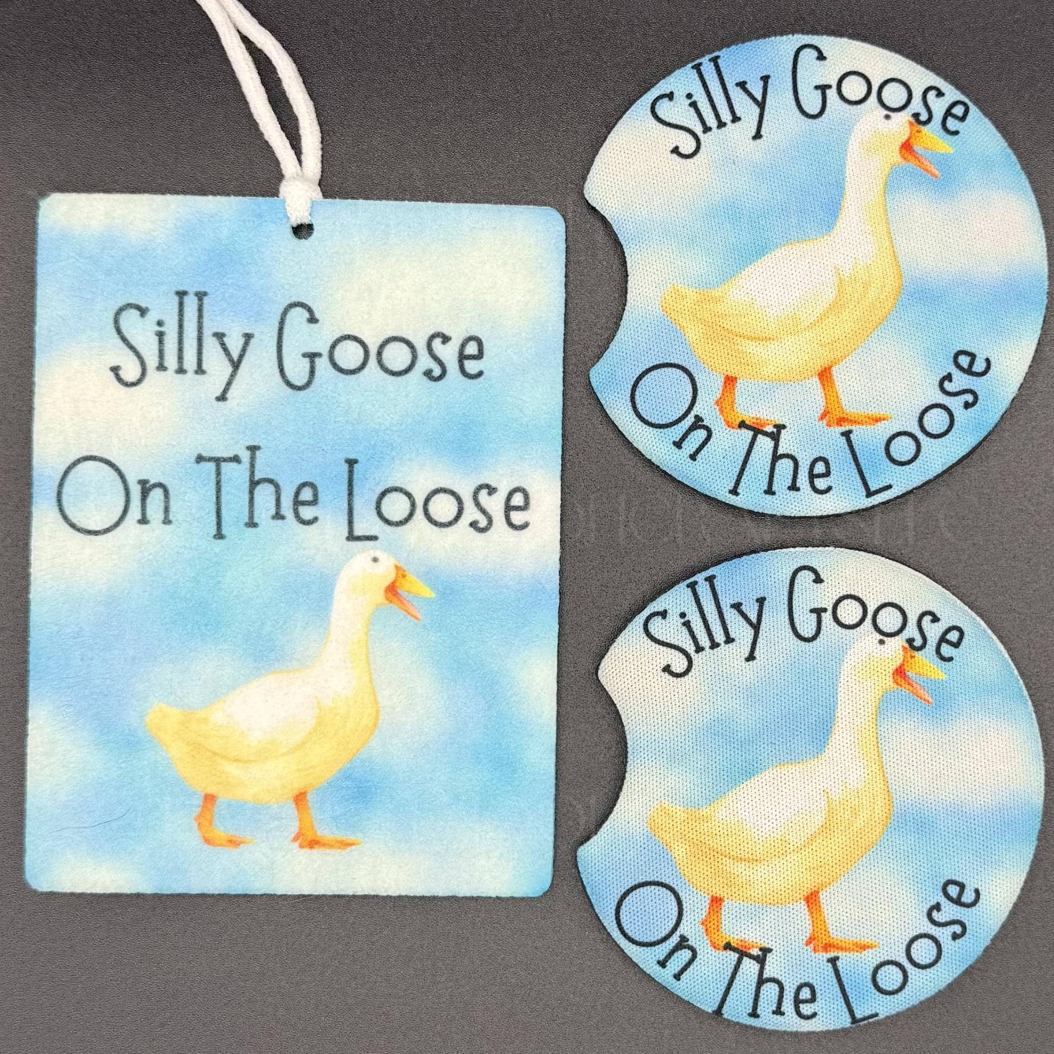 Silly Goode On The Loose Car Accessory Set | Air Freshener Freshie and Car Coaster Bundle