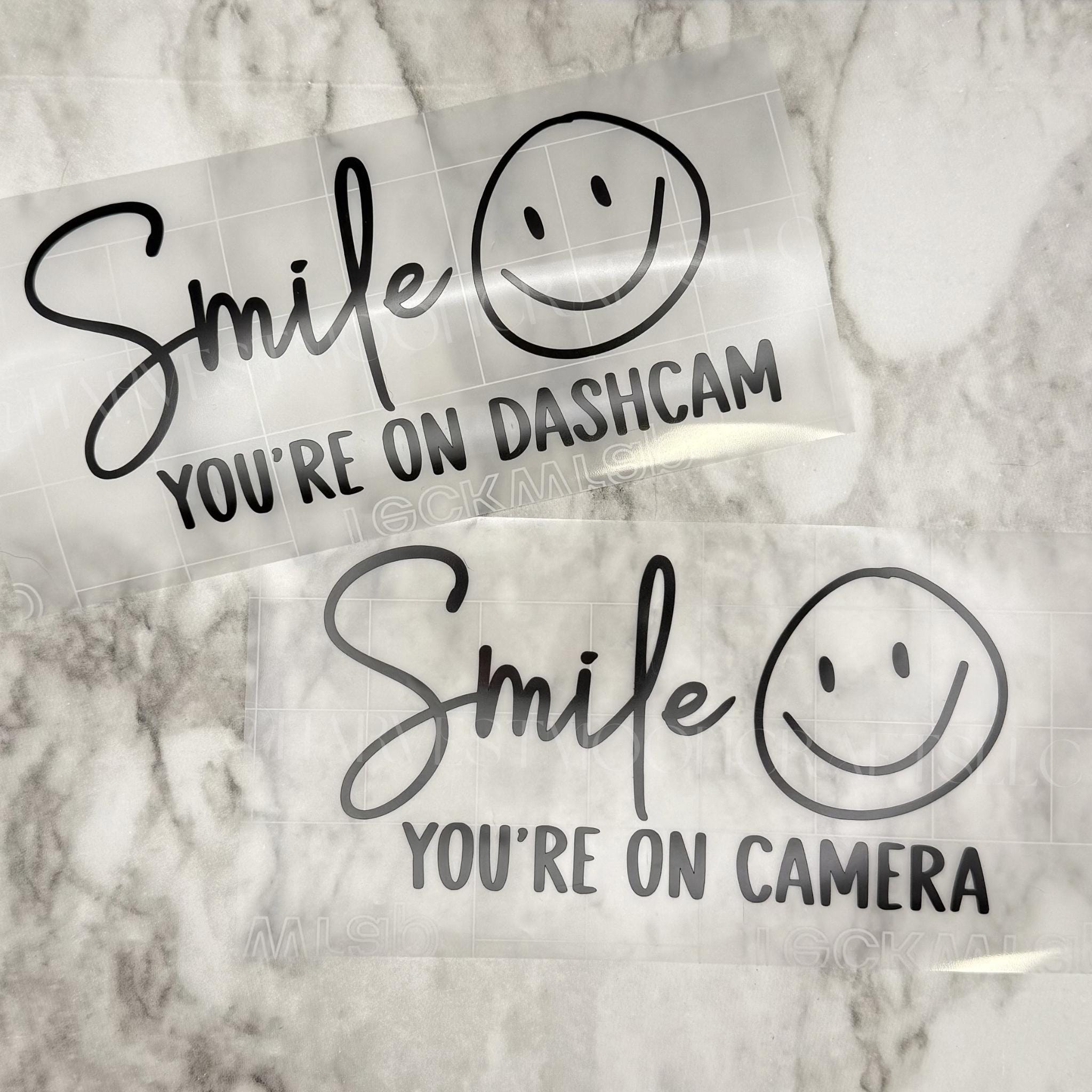 Smile You’re On Camera, Smile You’re On Dashcam, Funny Bumper Sticker, Vinyl Door Decal, Car Accessories, Front Door Home Protection Sticker