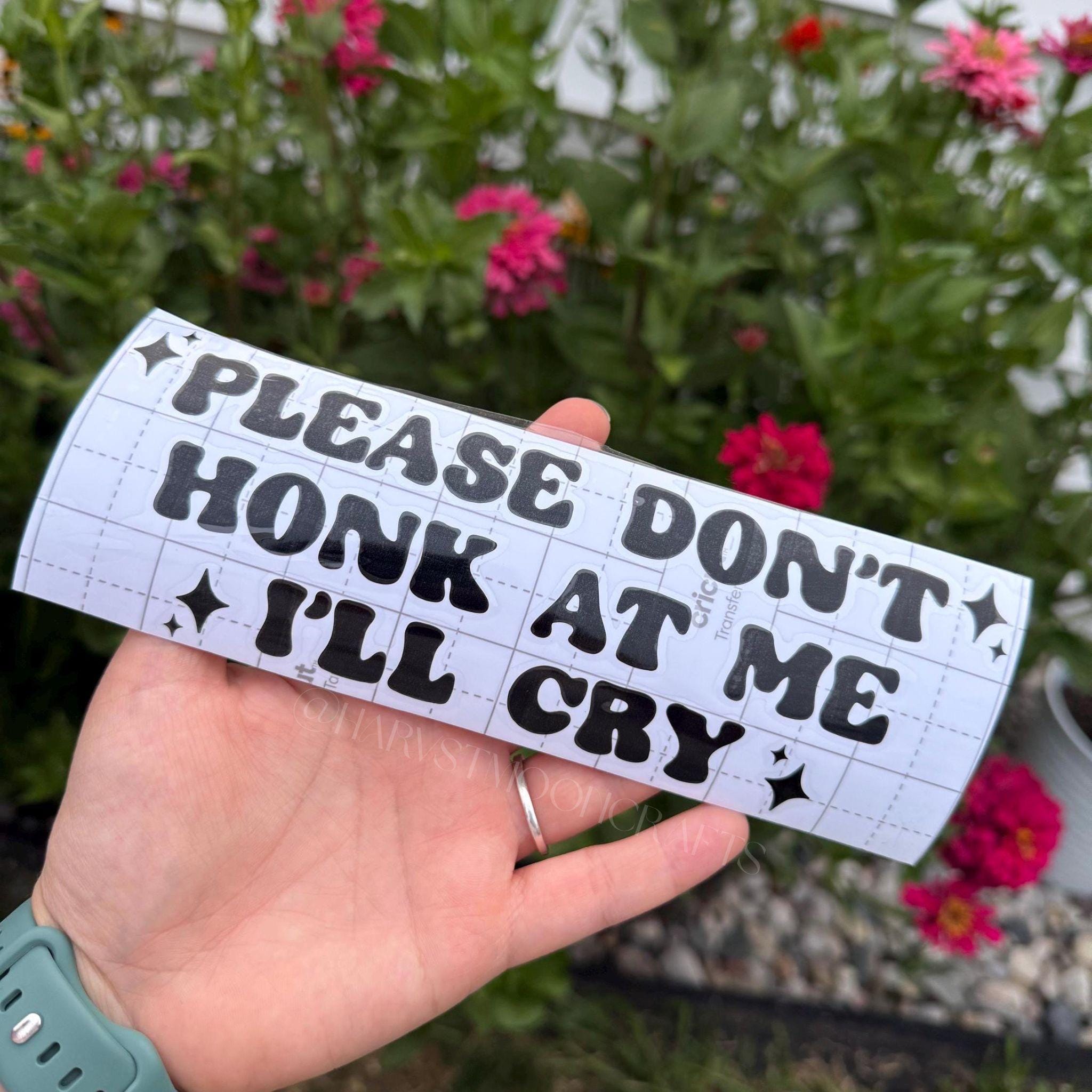 Please Dont Honk At Me I’ll Cry Vinyl Car Decal