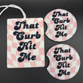 That Curb Hit Me Car Air Freshener and Coaster Set | Pink Checkered Car Accessories Bundle