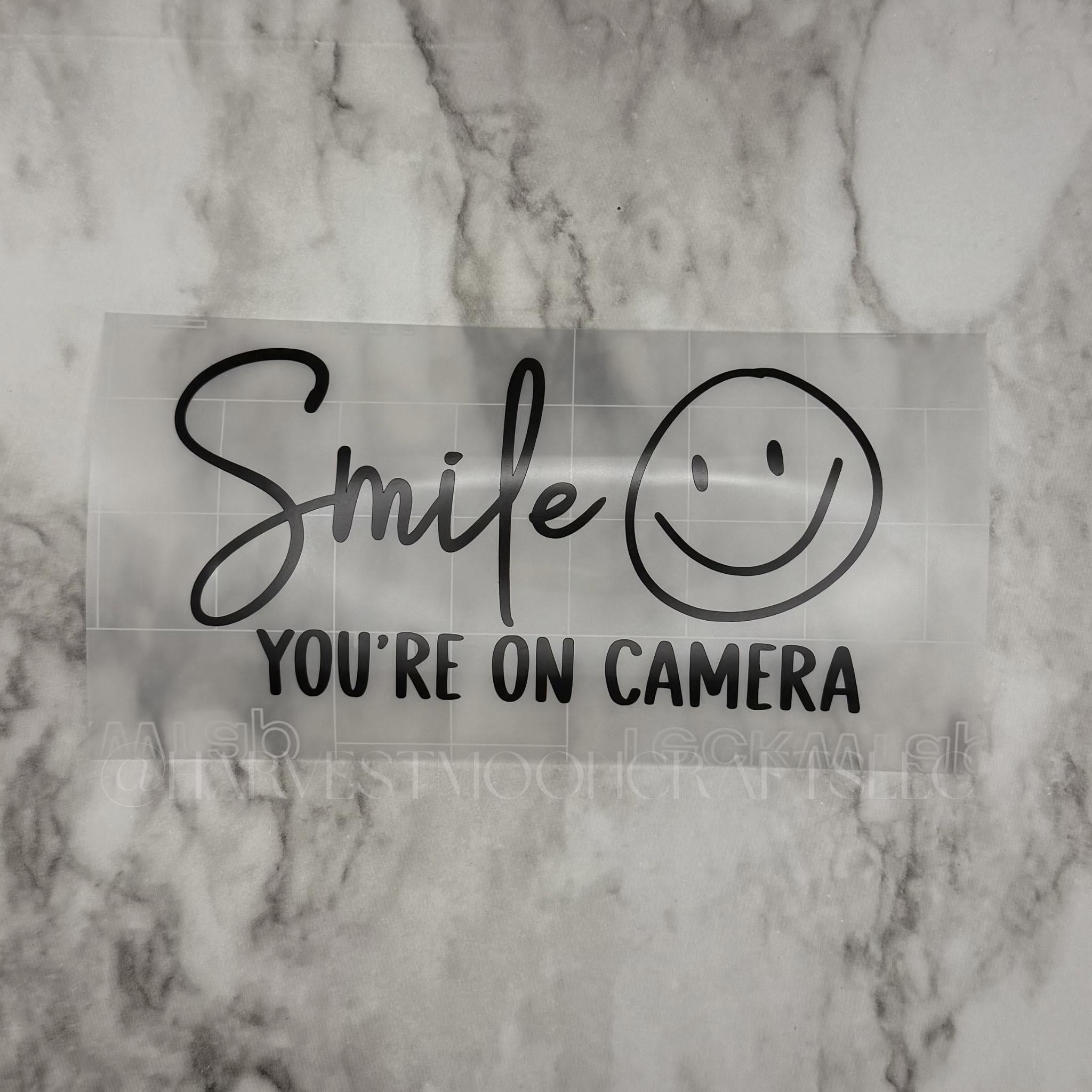 Smile You’re On Camera, Smile You’re On Dashcam, Funny Bumper Sticker, Vinyl Door Decal, Car Accessories, Front Door Home Protection Sticker